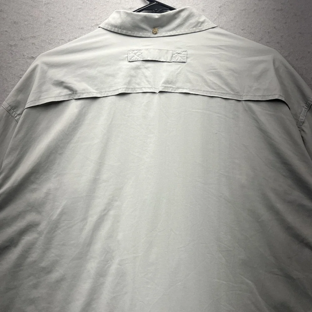 Duluth Trading Co Mens 2XL Button Up Shirt Grey Fishing Vented Back